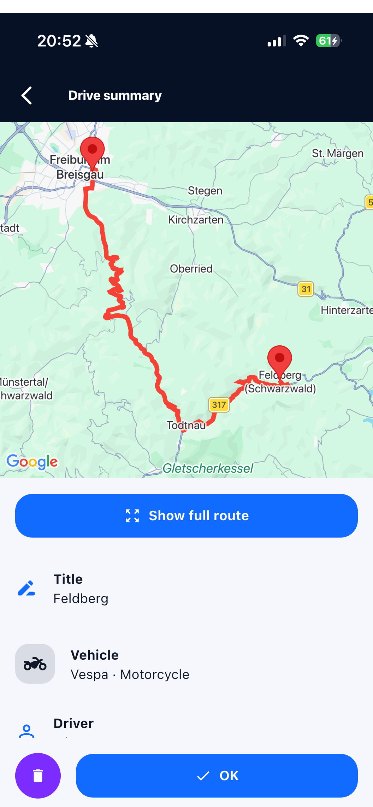Routeo Map view screenshot