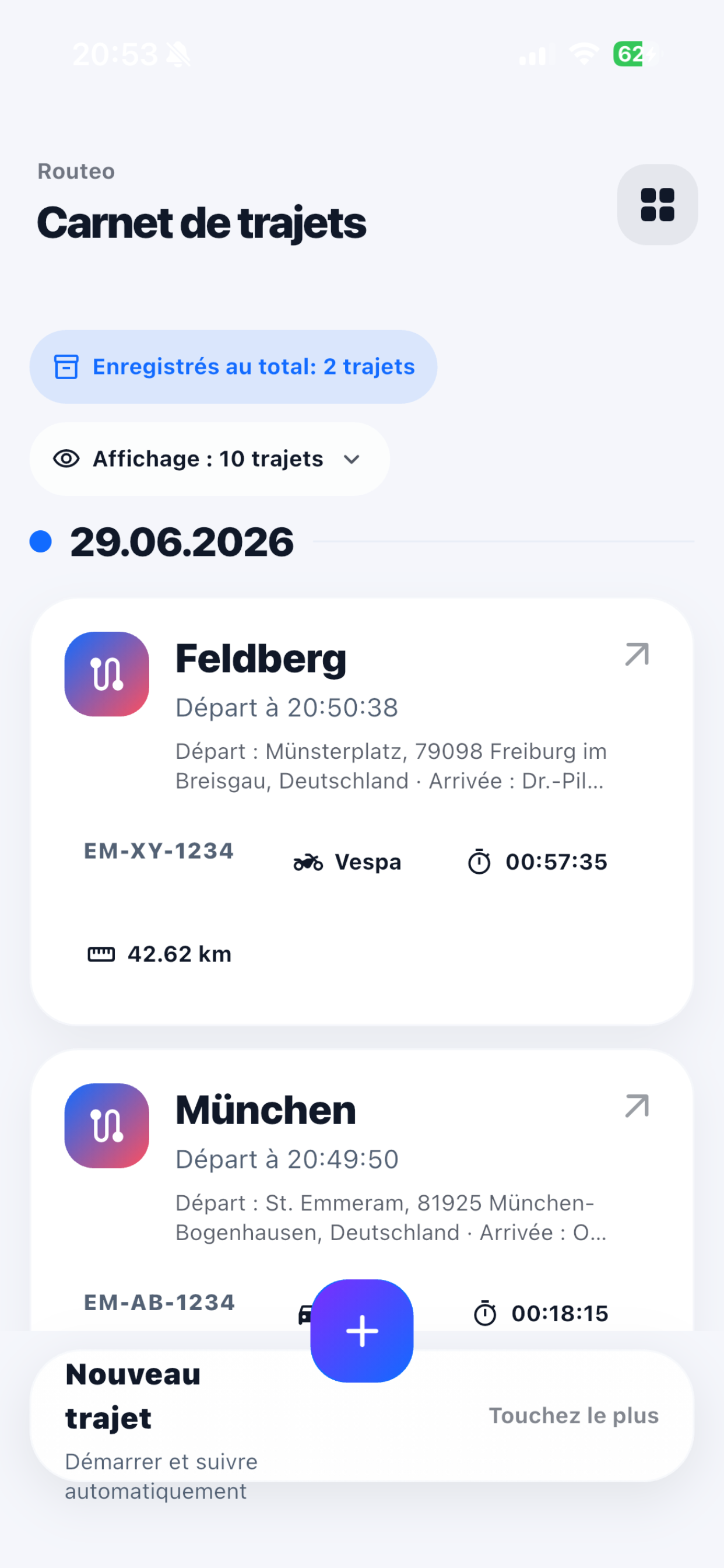 Routeo Historique screenshot
